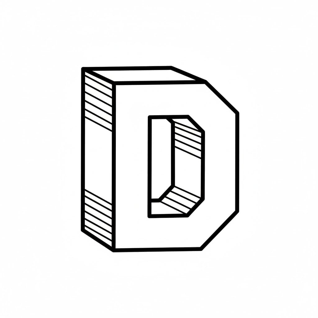 3D-blokkbokstaven D fargelegging