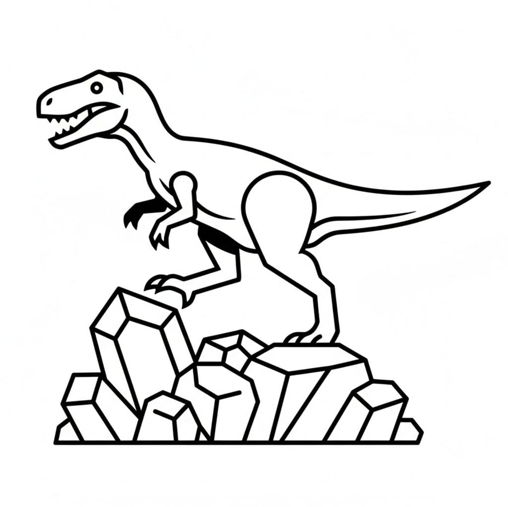 Allosaurus klatrer på steiner fargelegging