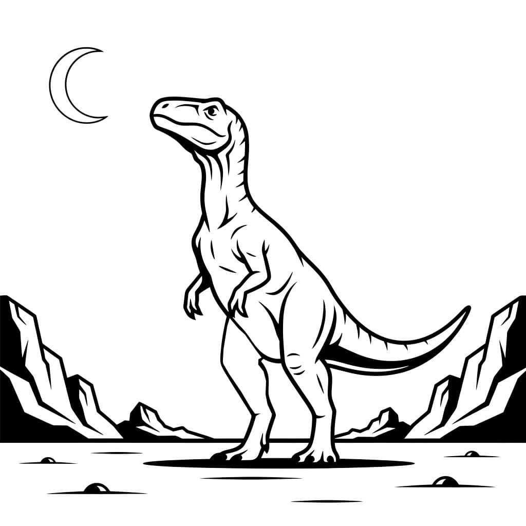 Allosaurus under stjerner fargelegging