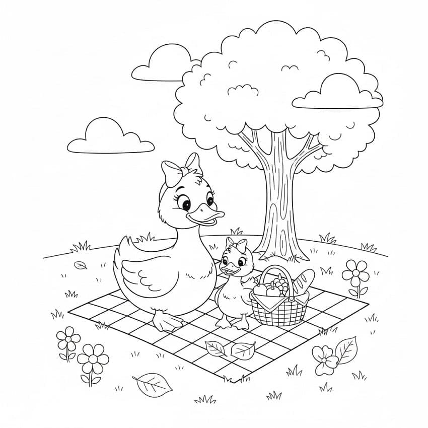 Andatter på piknik fargelegging