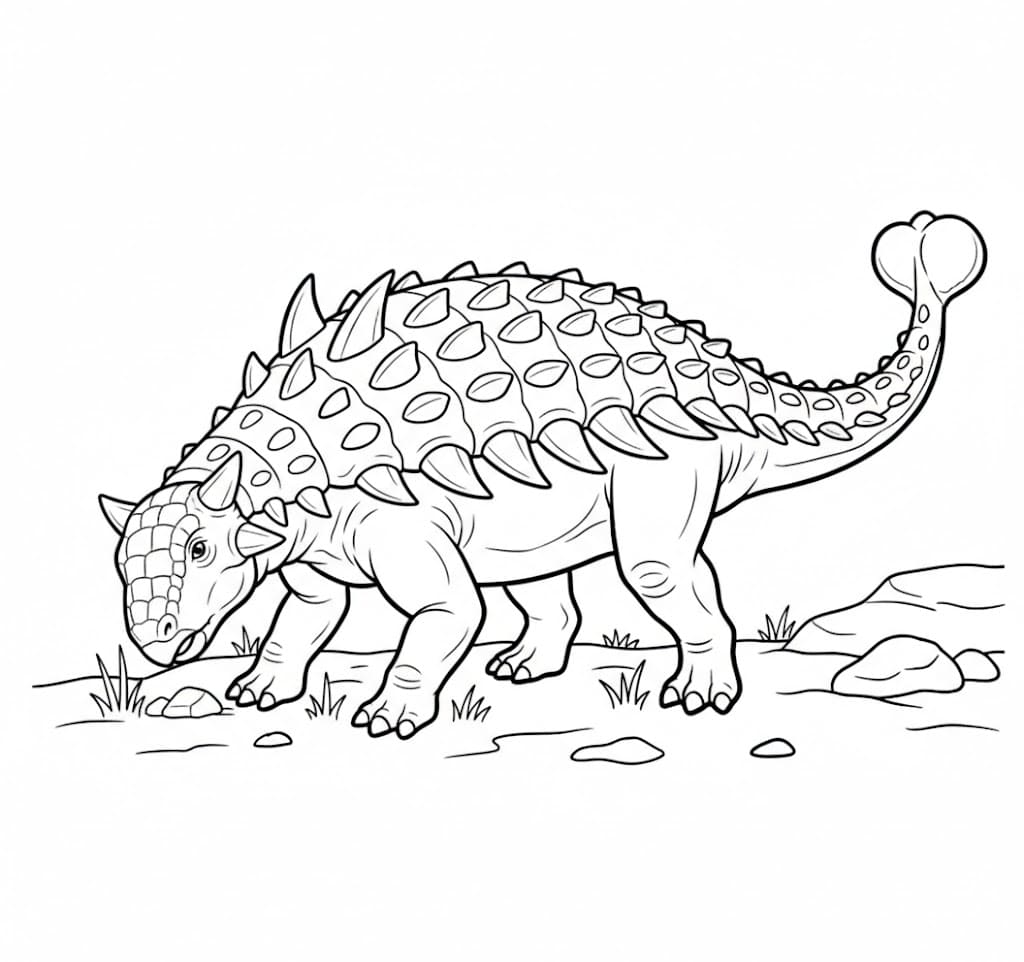 Ankylosaurus i skogen fargelegging