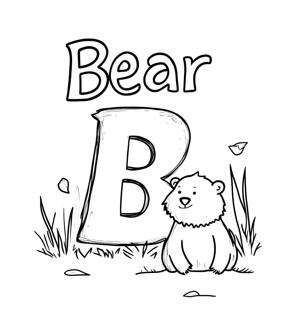 Bjørn bokstav B fargelegging