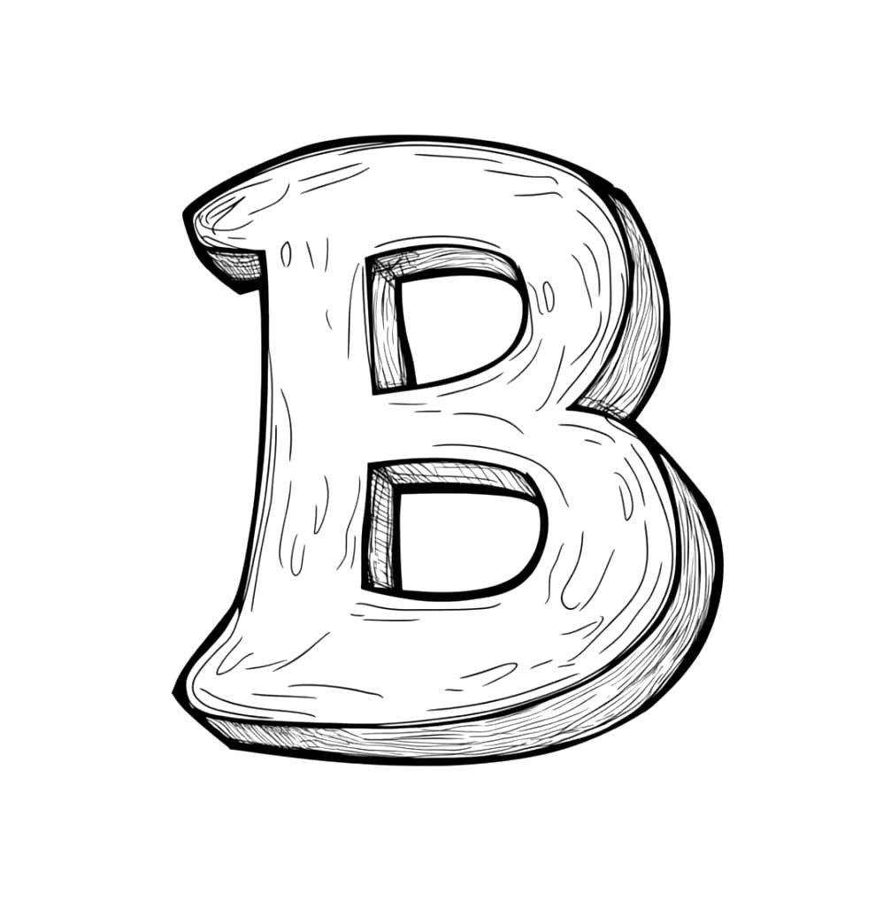 Bokstav B grunnleggende kunst fargelegging
