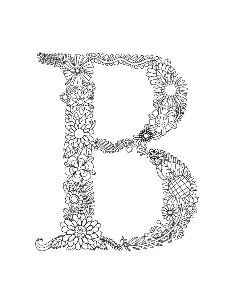 Bokstav B med blomster fargelegging