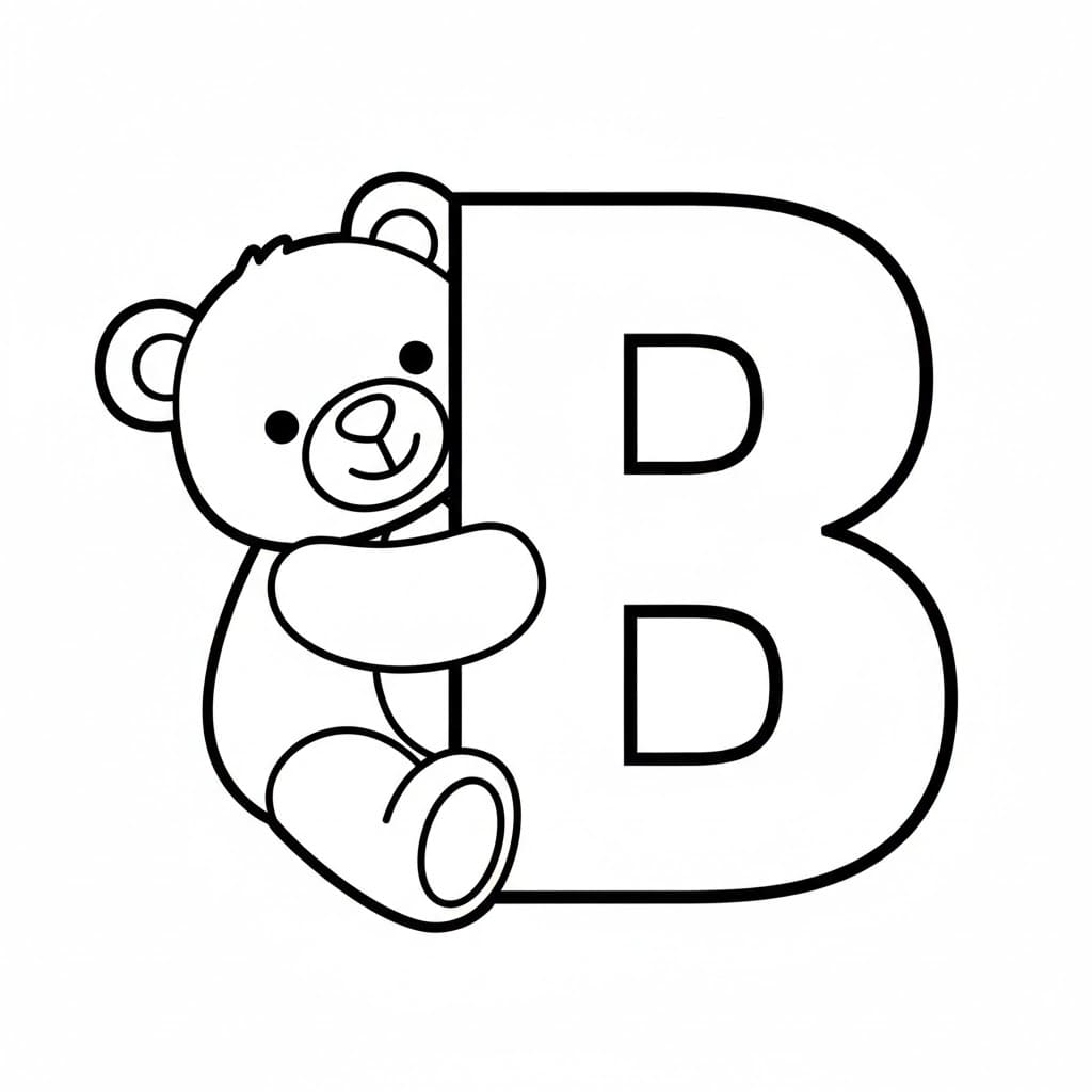 Bokstaven B er for Bjørn fargelegging