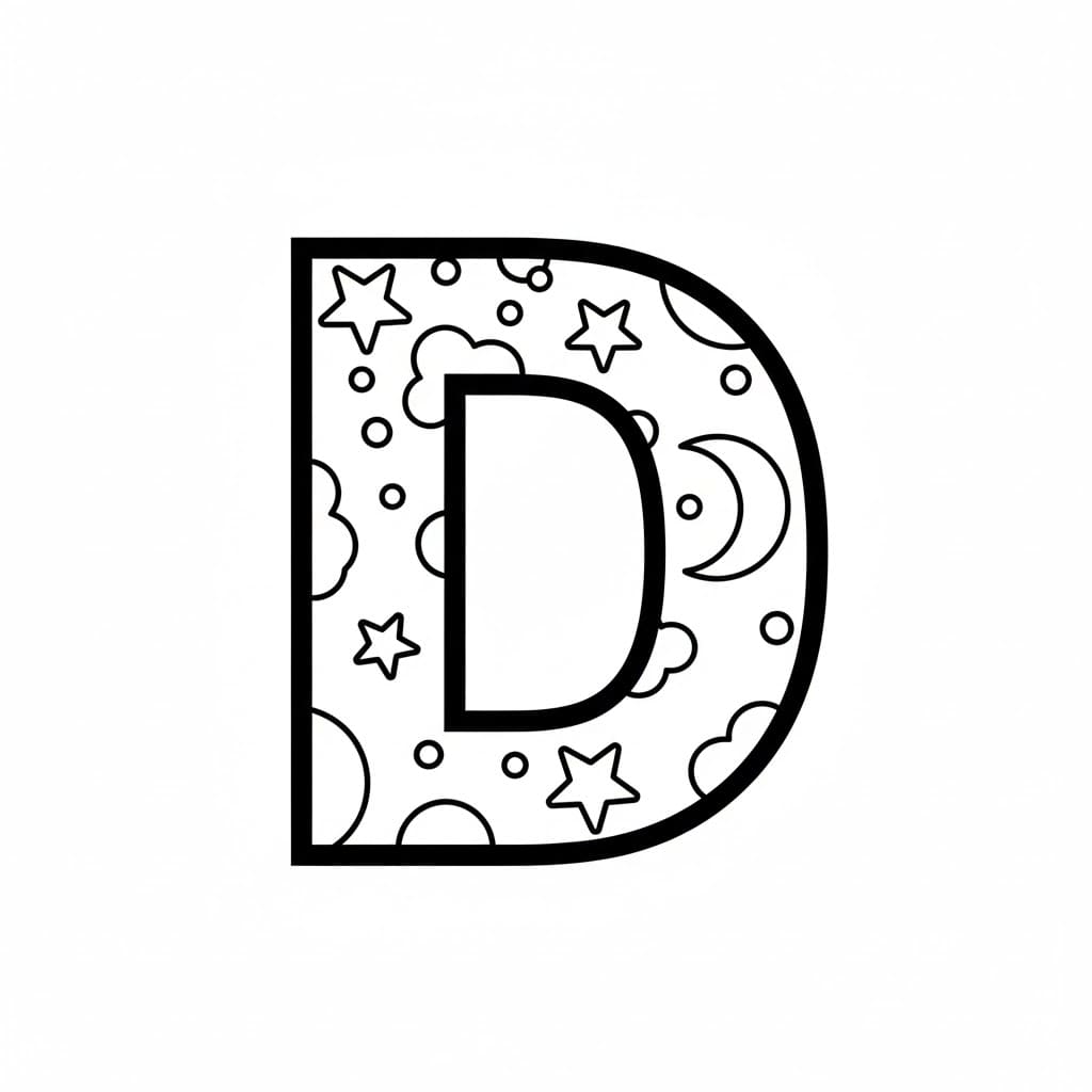 Bokstaven D i galaksestil fargelegging