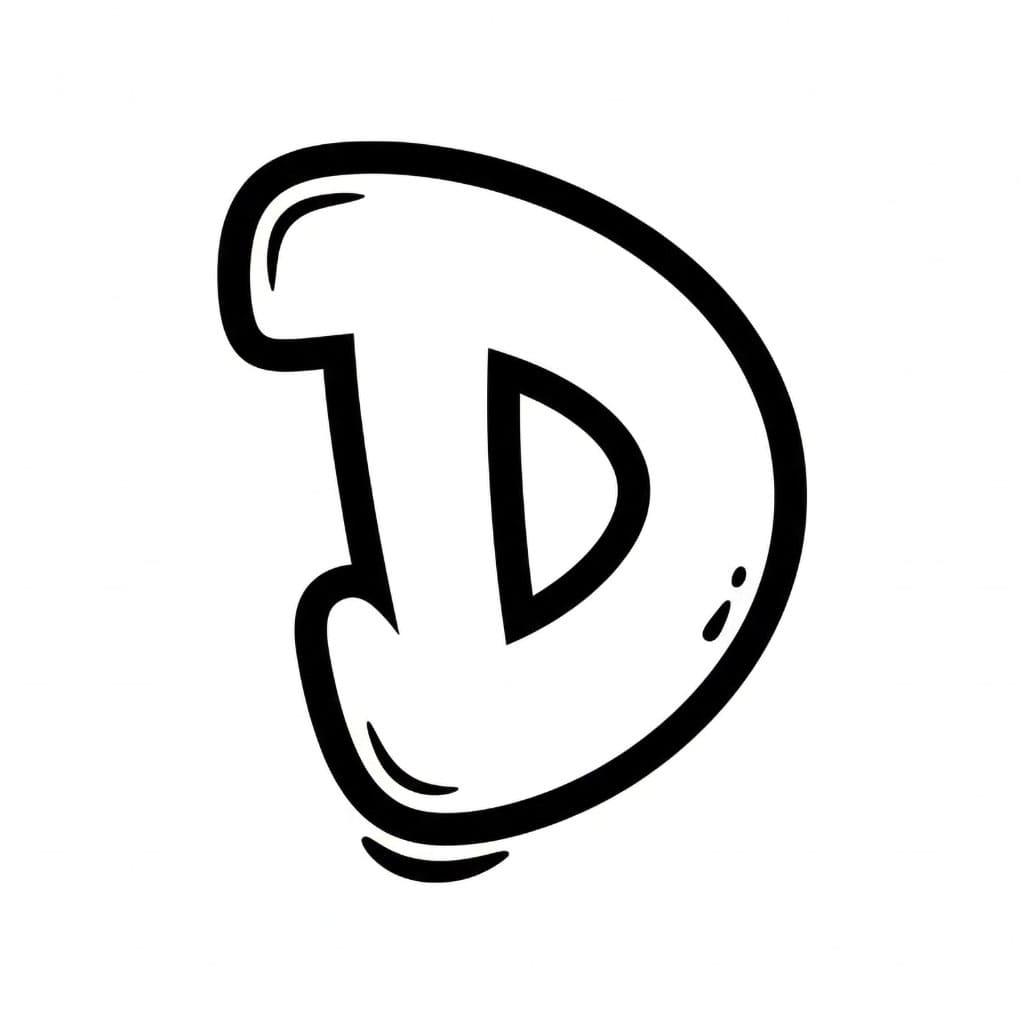 Bokstaven D i graffitistil fargelegging