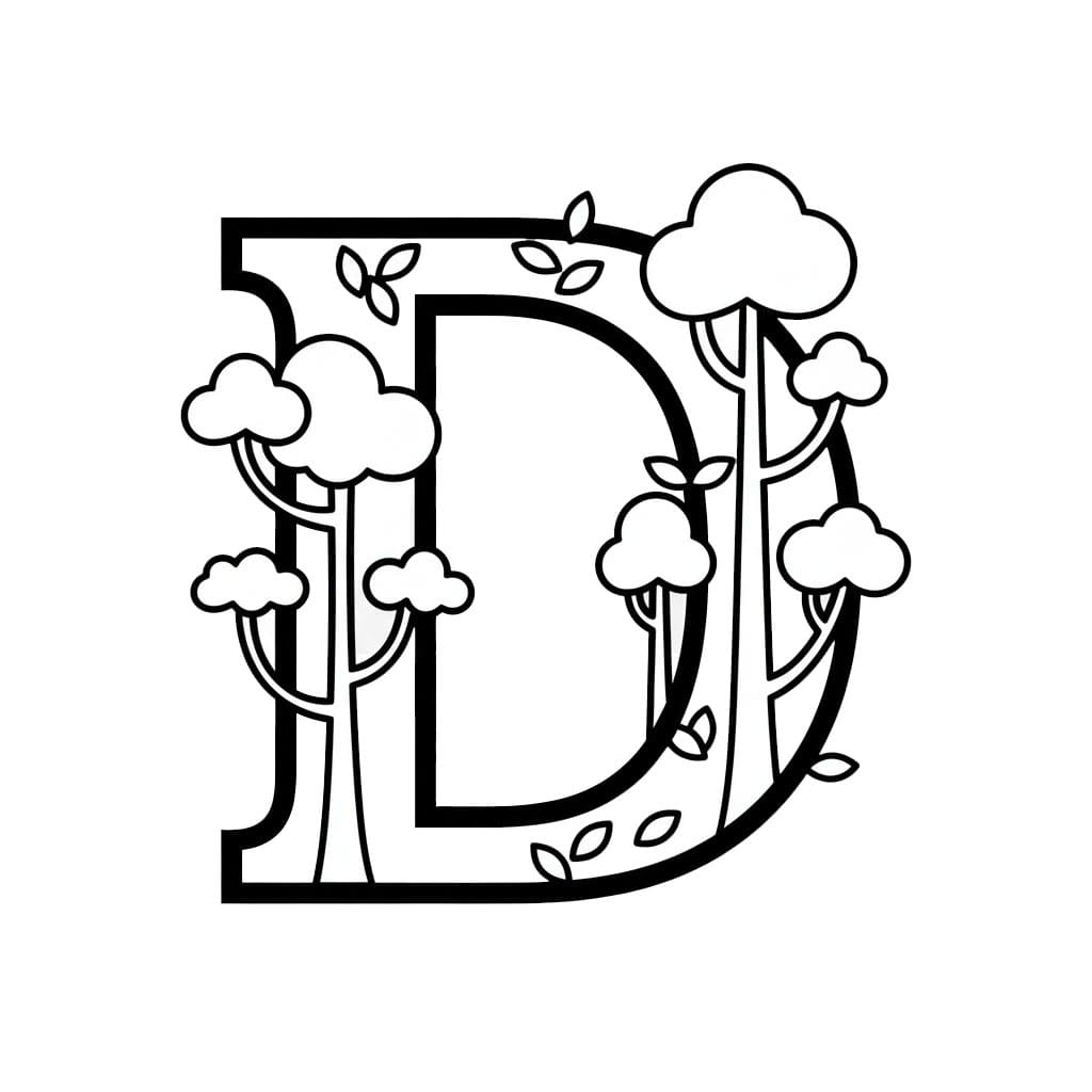 Bokstaven D i jungelstil fargelegging