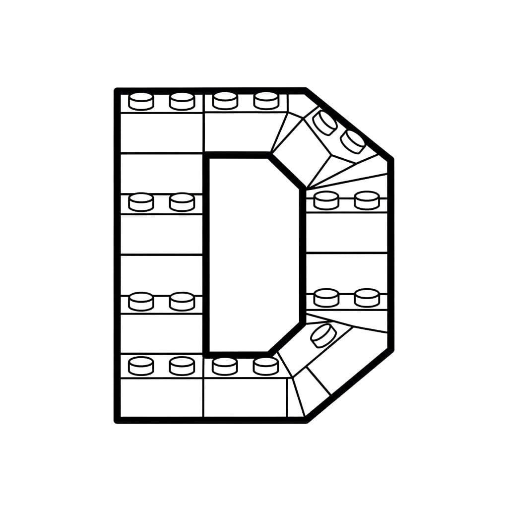 Bokstaven D i LEGO-stil fargelegging