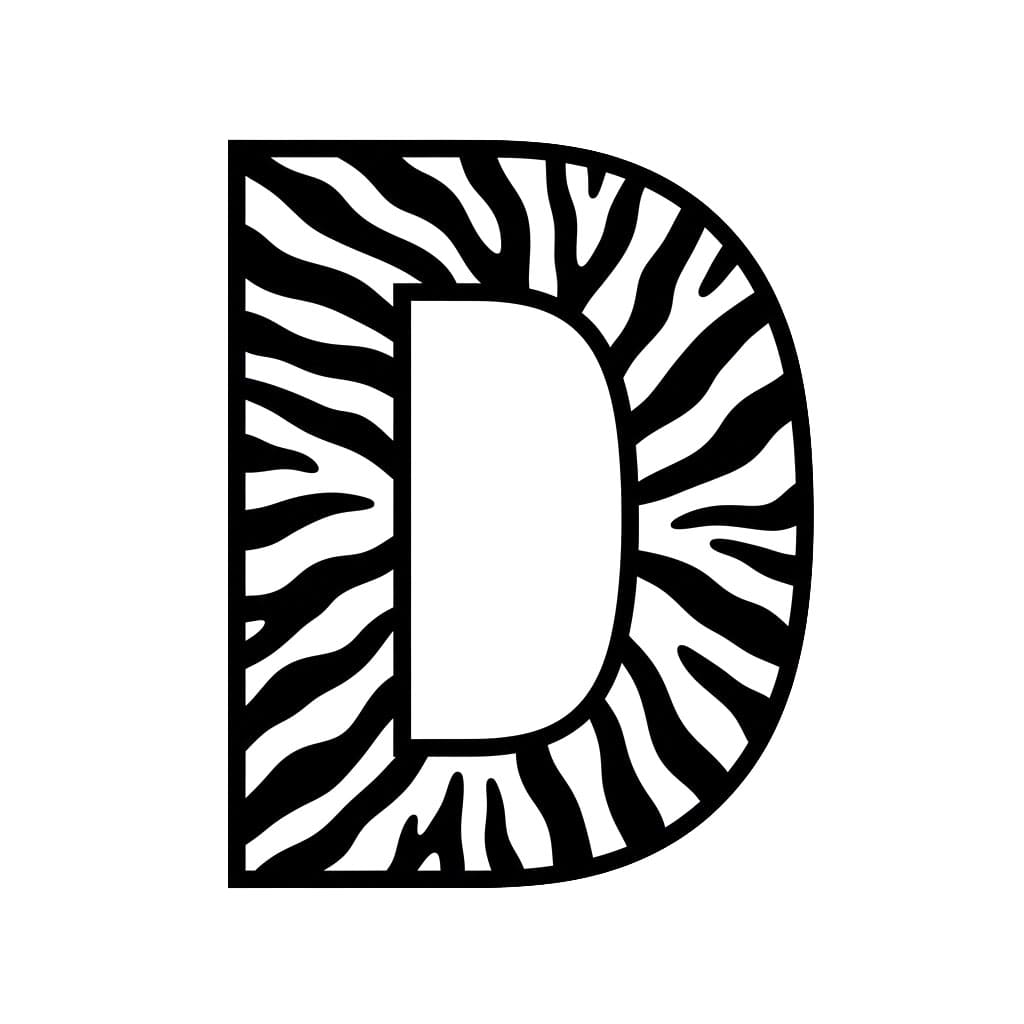 Bokstaven D med sebrastriper fargelegging