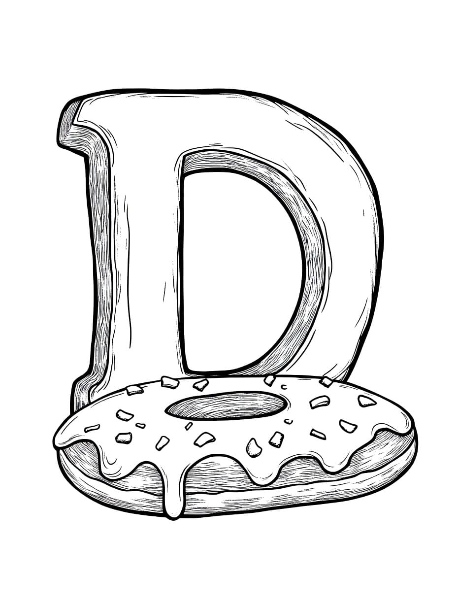 Bokstaven D og en smultring fargelegging