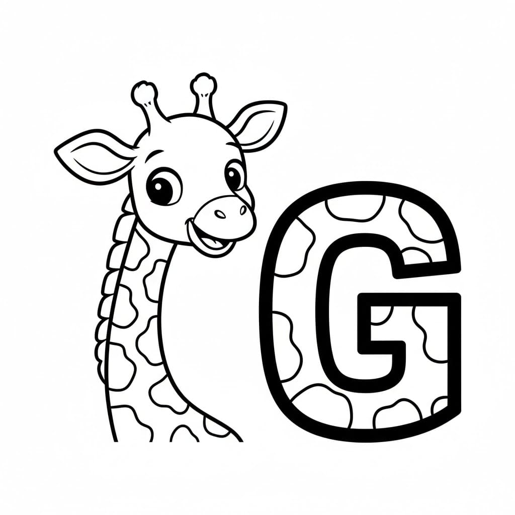 Bokstaven G er for Sjiraff fargelegging