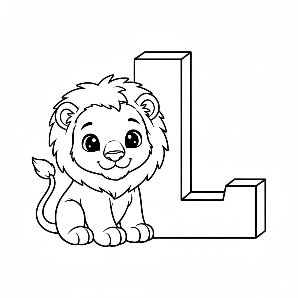 Bokstaven L er for Løve fargelegging