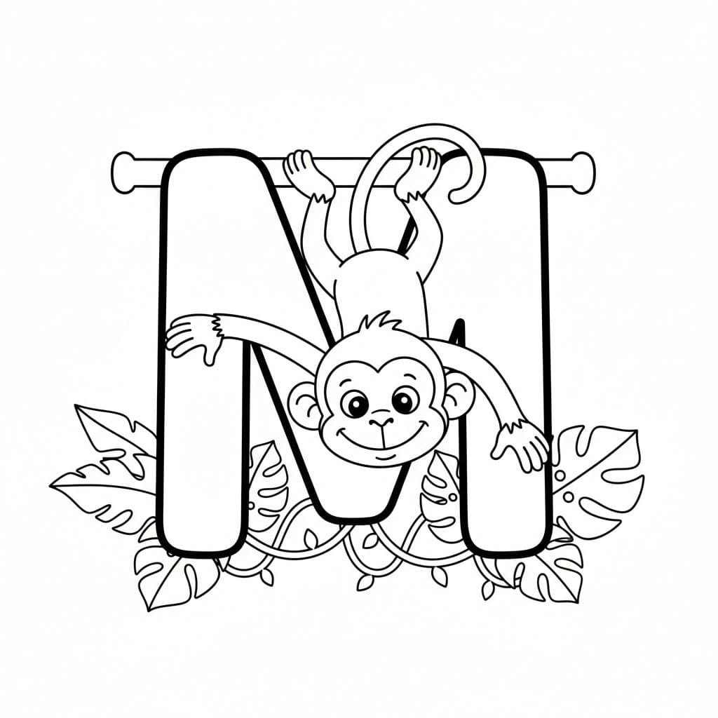 Bokstaven M er for Ape fargelegging