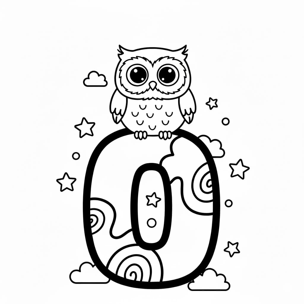 Bokstaven O er for Ugle fargelegging