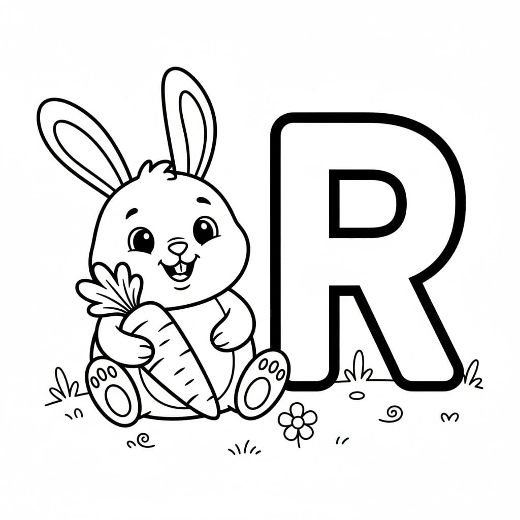 Bokstaven R er for Kanin fargelegging