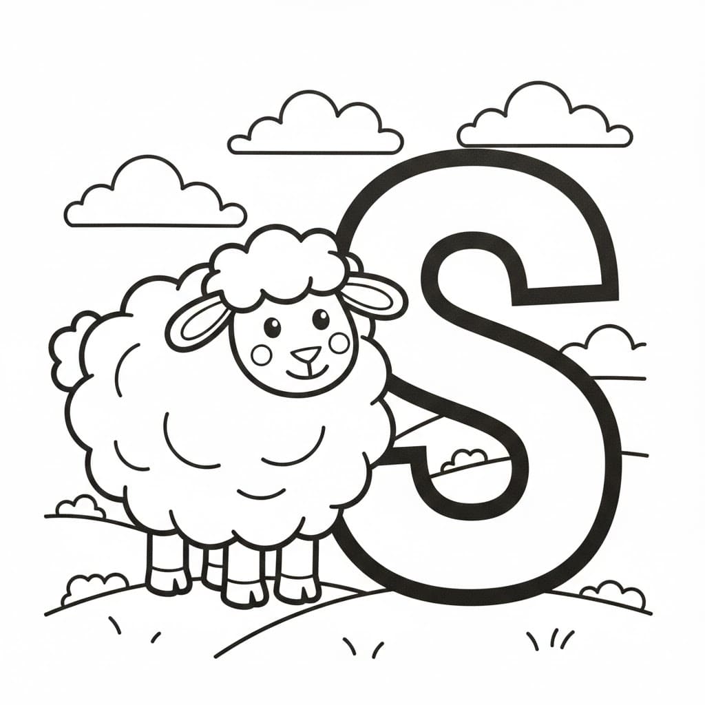 Bokstaven S er for Sau fargelegging
