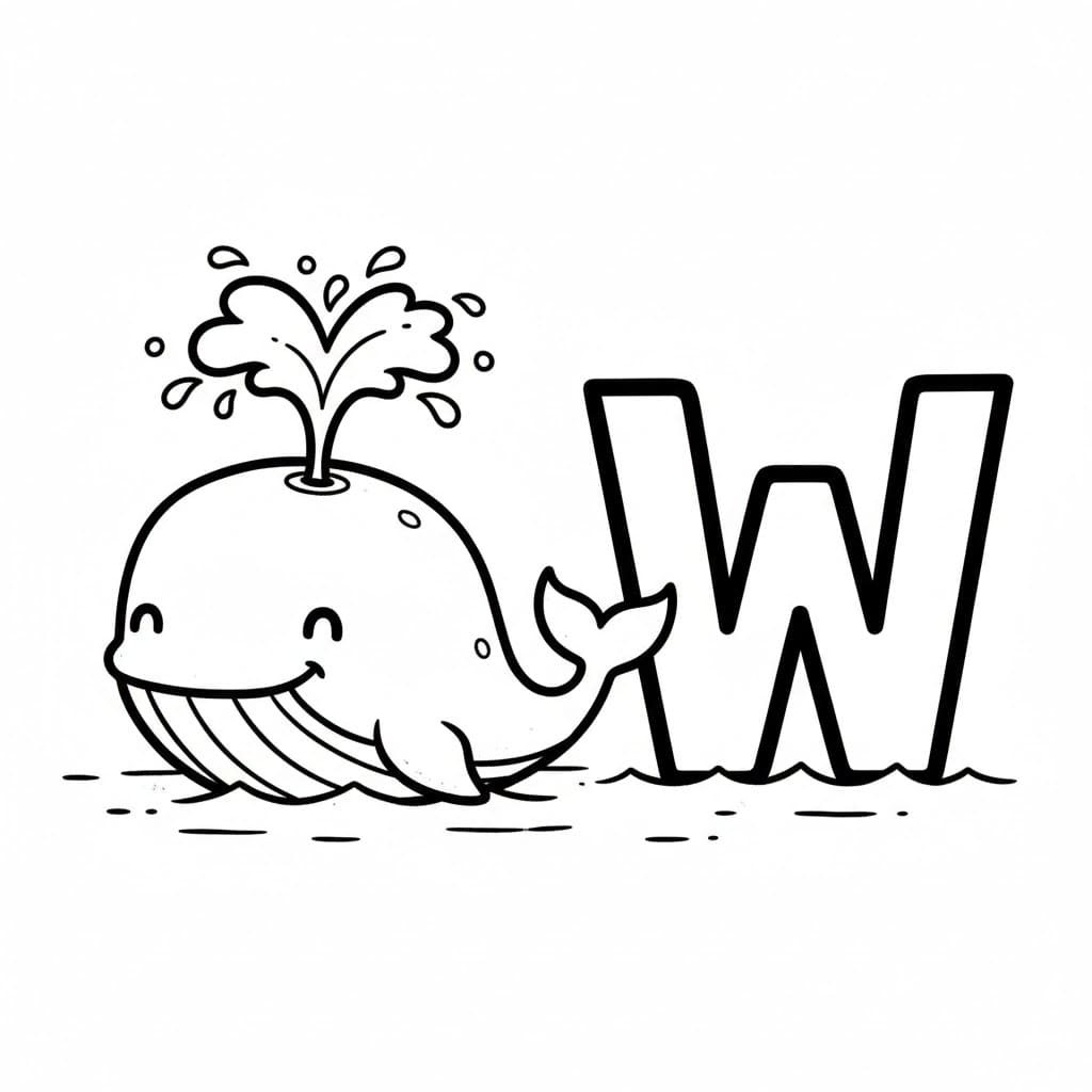 Bokstaven W er for Hval fargelegging