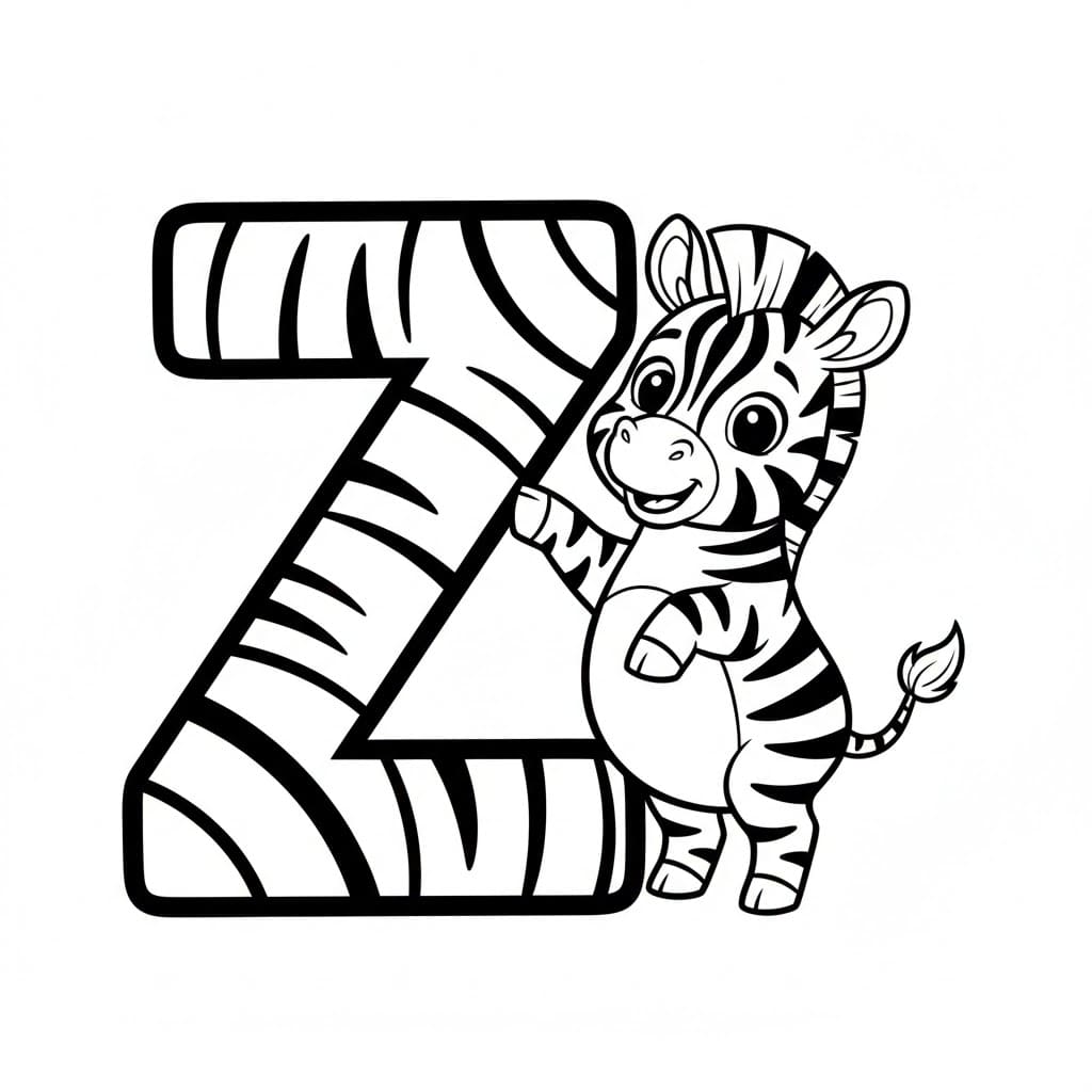 Bokstaven Z er for Sebra fargelegging