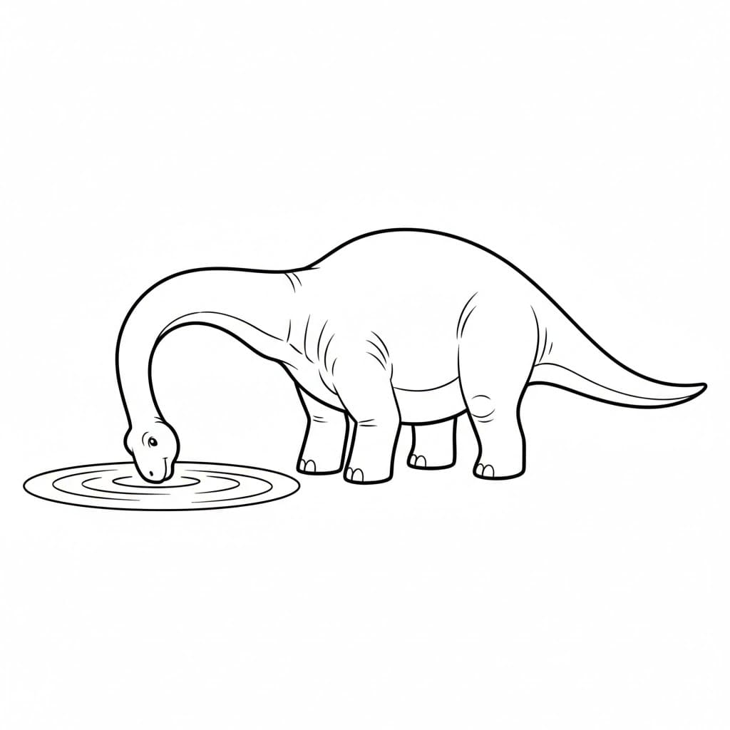 Brachiosaurus drikker vann fargelegging