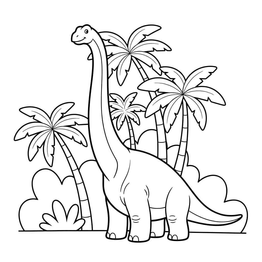 Brachiosaurus med palmetrær fargelegging