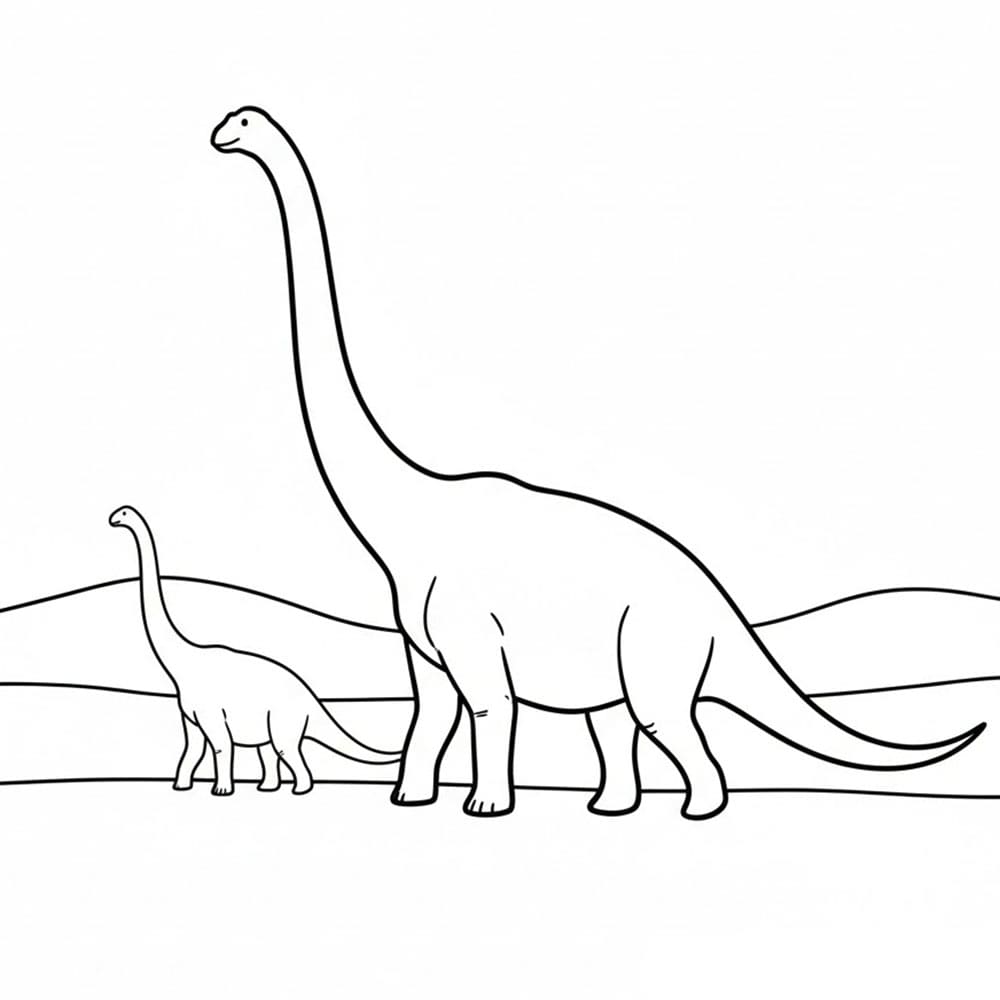 Brachiosaurus Mor og unge fargelegging