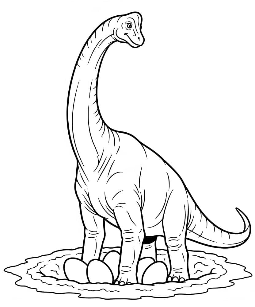 Brachiosaurus og egg fargelegging
