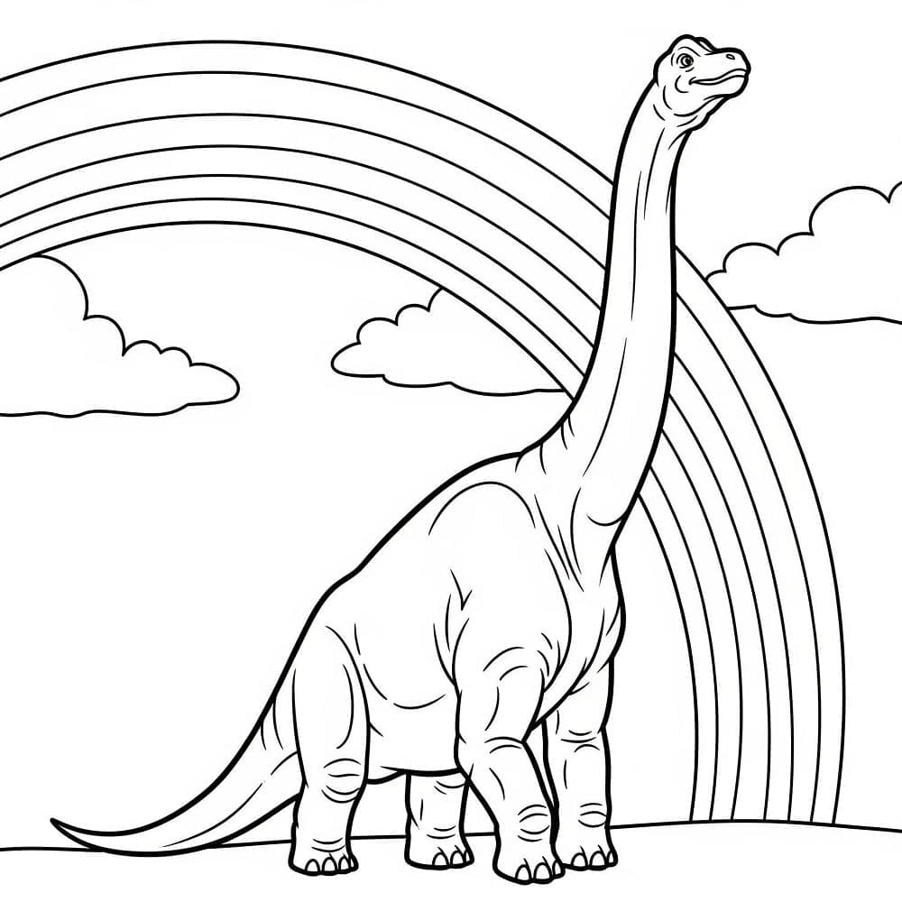 Brachiosaurus og regnbue fargelegging
