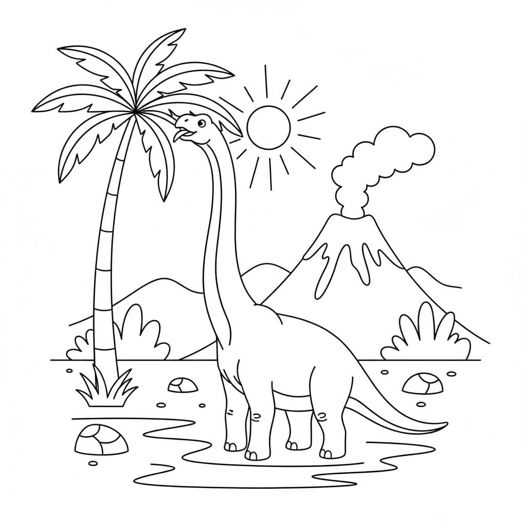 Brachiosaurus ved vulkan fargelegging