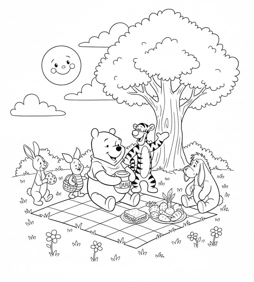 Brumm har piknik fargelegging