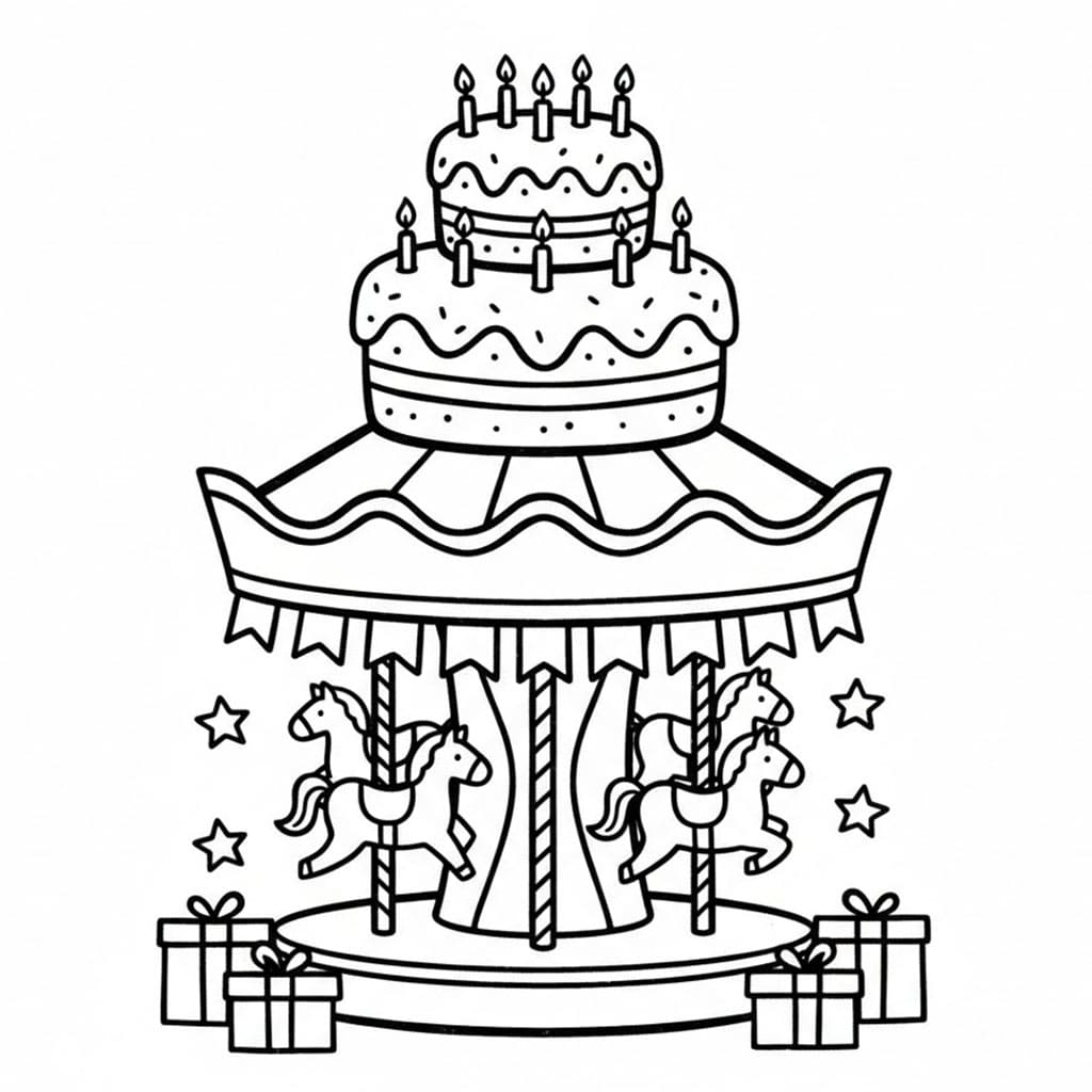 Bursdagskarusell fargelegging