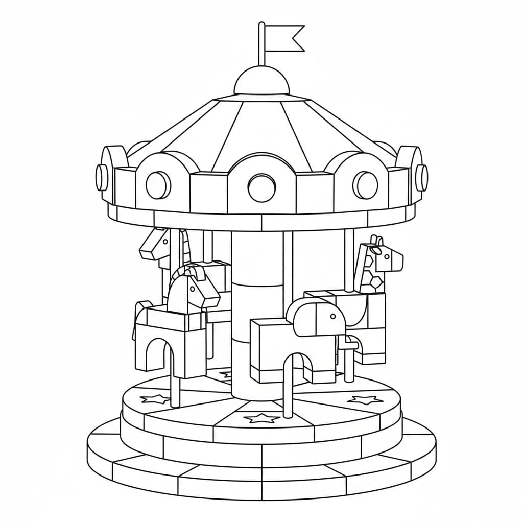Byggeklosskarusell fargelegging