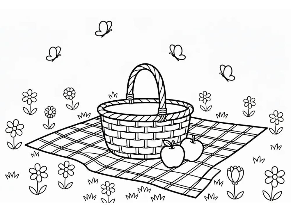 En piknikkurv fargelegging