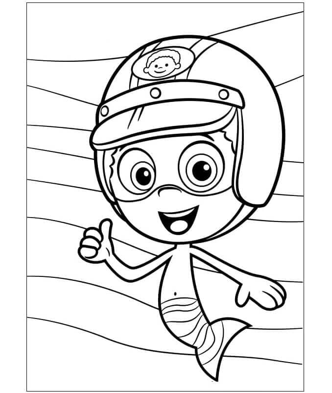 Guppy-gutt med racerhjelm fargelegging