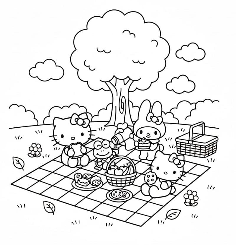 Hello Kitty piknik fargelegging