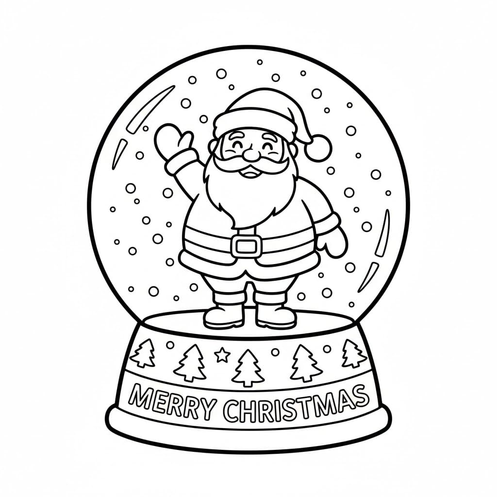 Julenissen rister på en Snøkule fargelegging