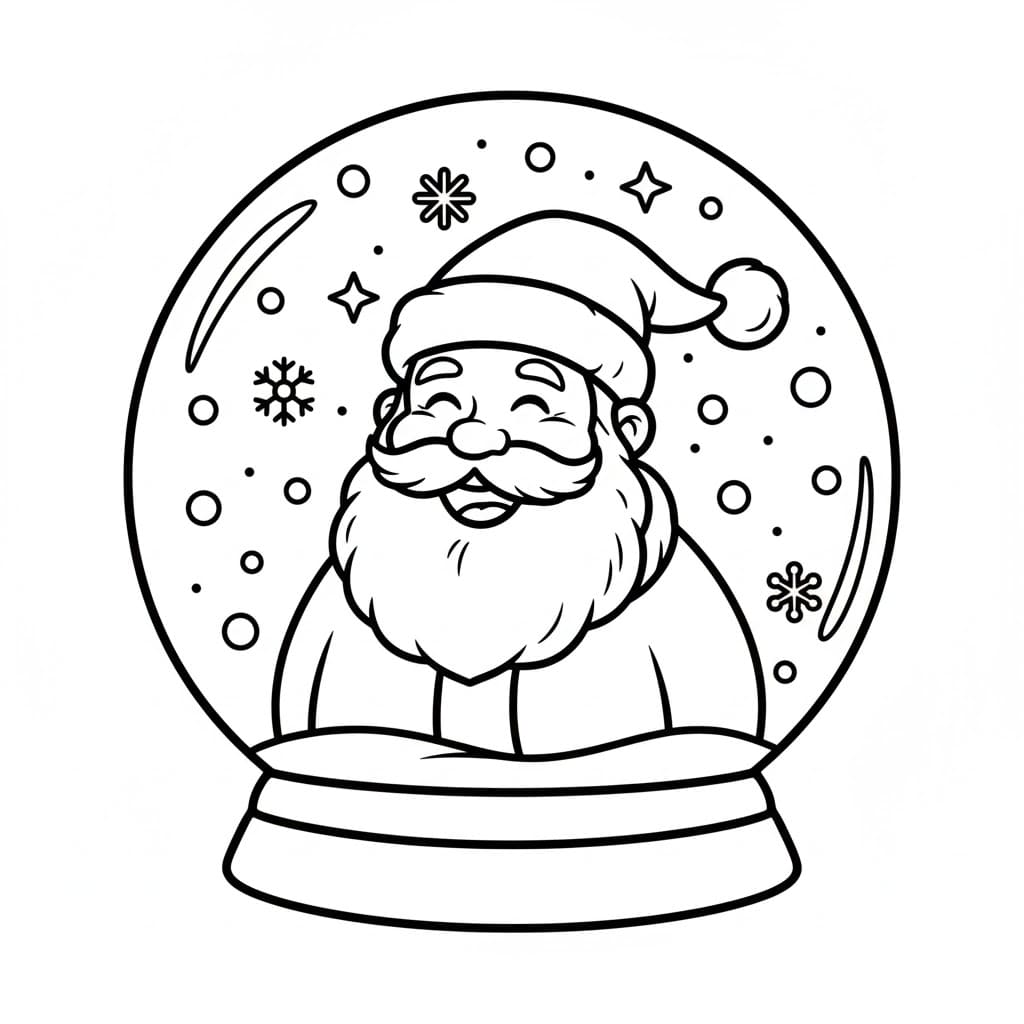 Julenissens smilende snøkule fargelegging