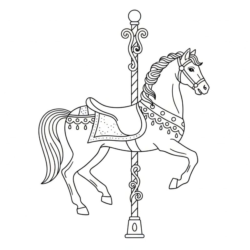 Karusell med én hest fargelegging