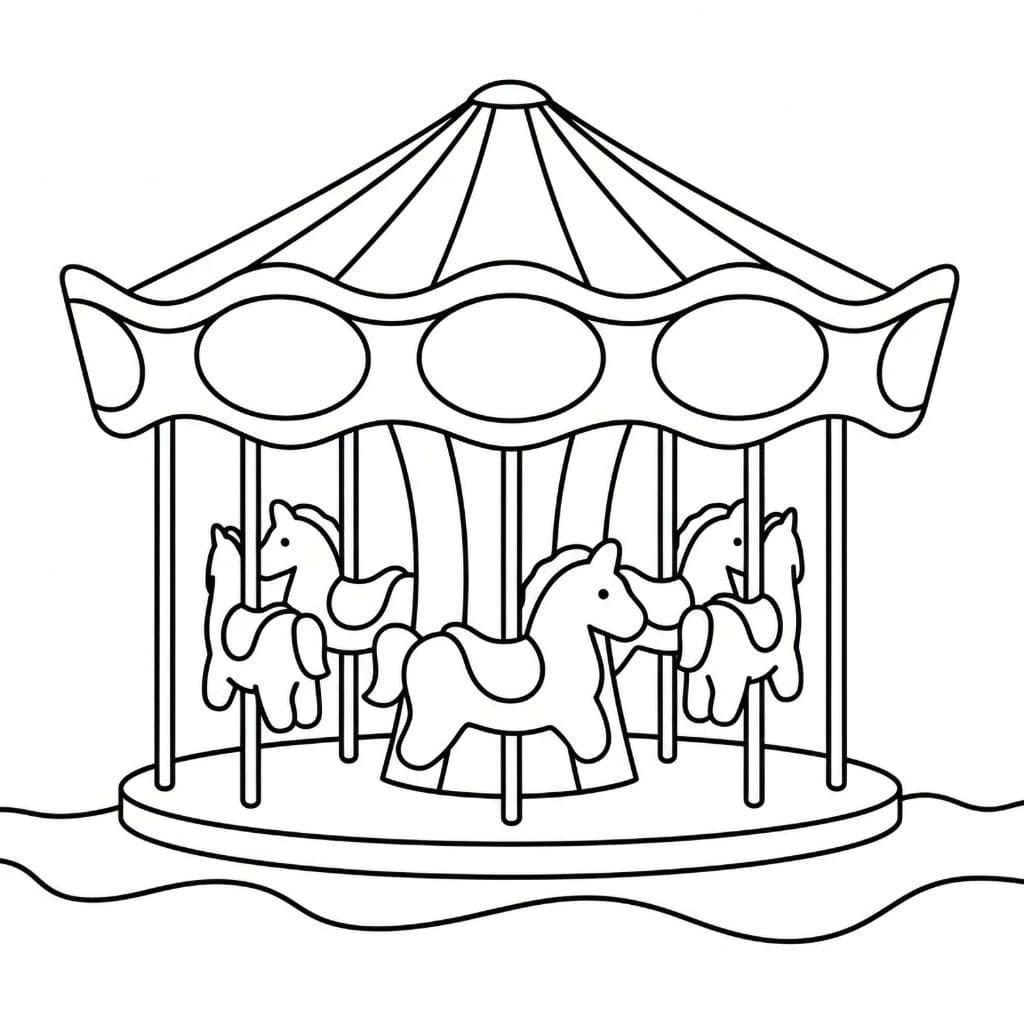 Karusell med regnbuetak fargelegging