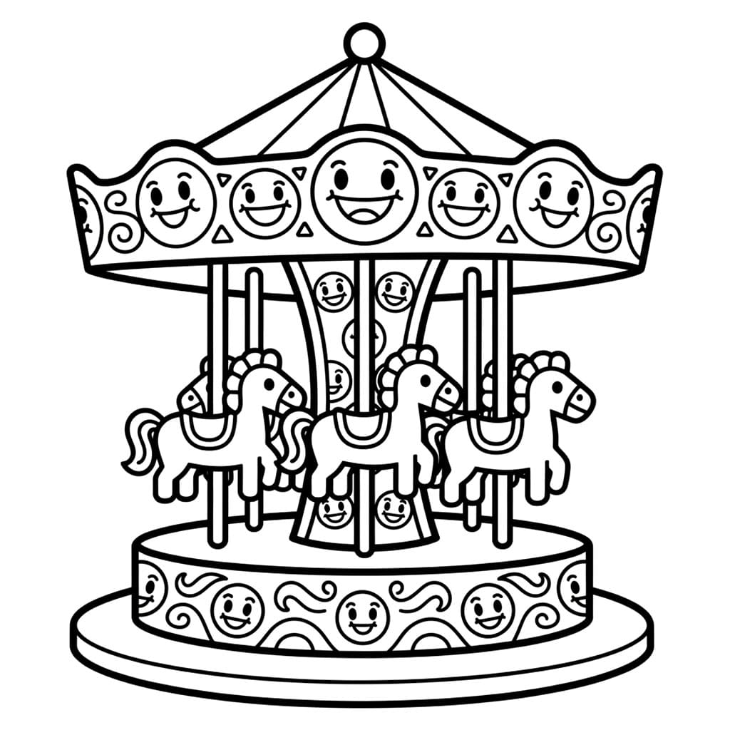 Karusell med smilefjes fargelegging