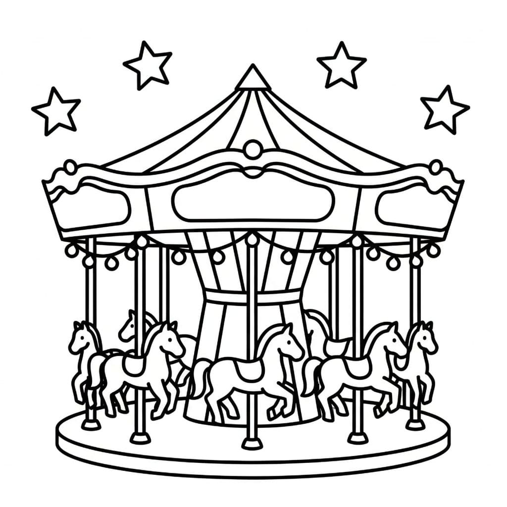 Karusell på kveldsmarked fargelegging