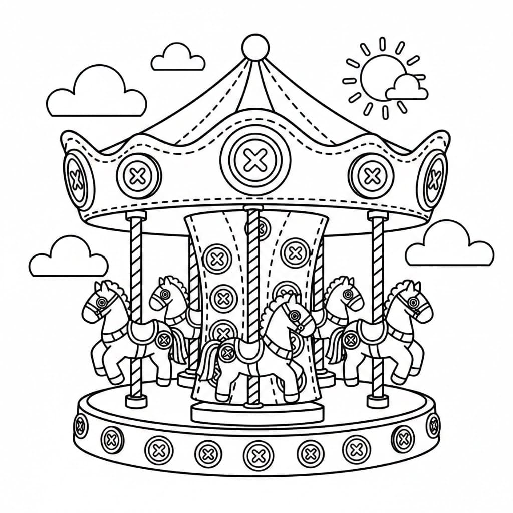 Knappkarusell fargelegging