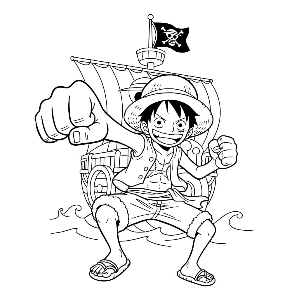 Luffy angrep bilde fargelegging