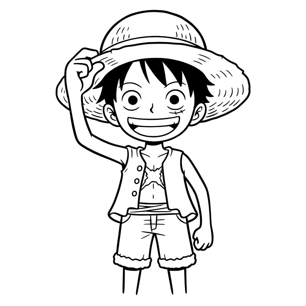 Luffy med stråhatt fargelegging