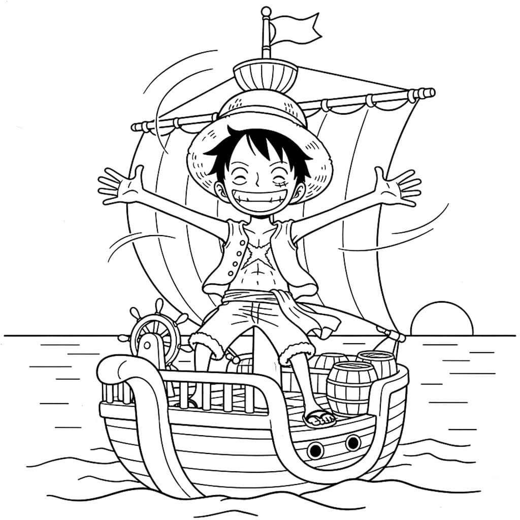Luffy på skipet fargelegging