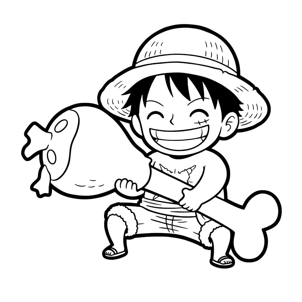 Luffy spiser kjøtt fargelegging
