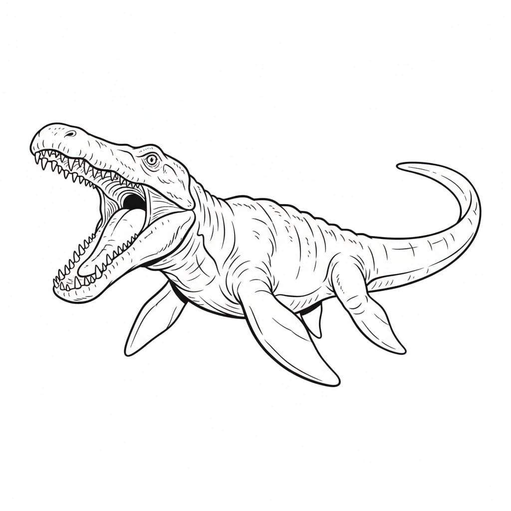 Mosasaurus med åpen munn fargelegging