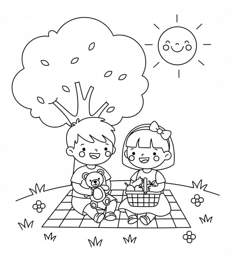 Par på piknik fargelegging