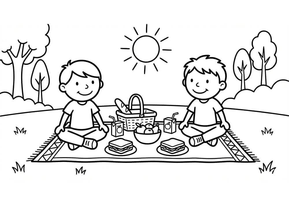 Piknik sammen fargelegging