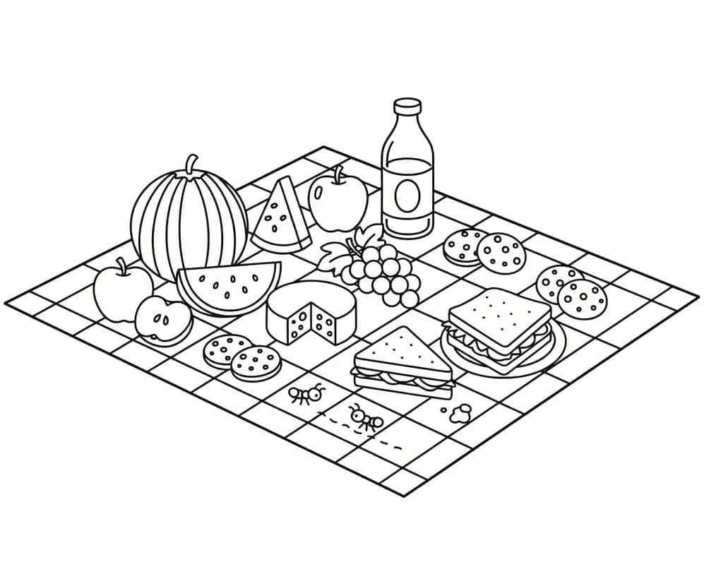 Piknikbilde fargelegging